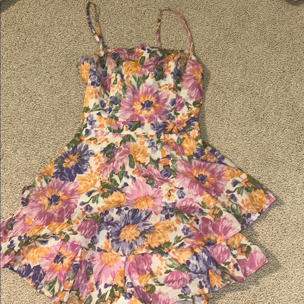 Selfie Leslie Floral Mini romper Dress - Pink and Purple - Picture 3 of 7